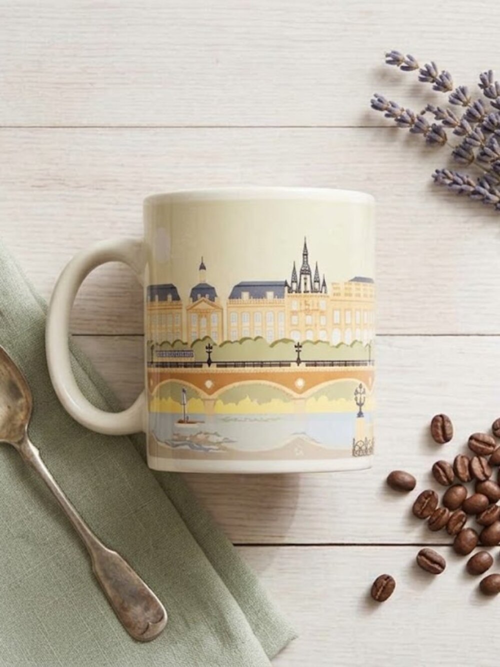 Royal Norfolk Bordeaux France Ceramic Coffee Mugs Set of 2 Travel Souvenir